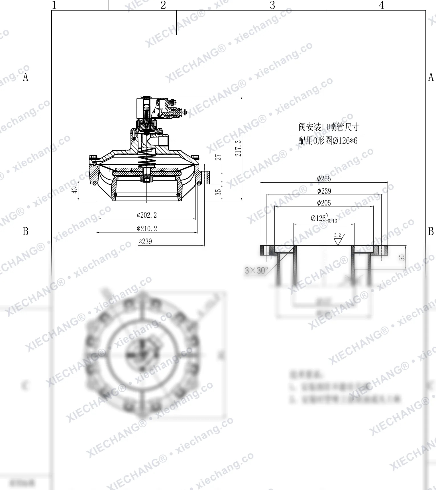 DCF-F-Y-115S · 4.5" · погружной/врезной взрывозащищённый импульсный клапан — Монтажный чертёж