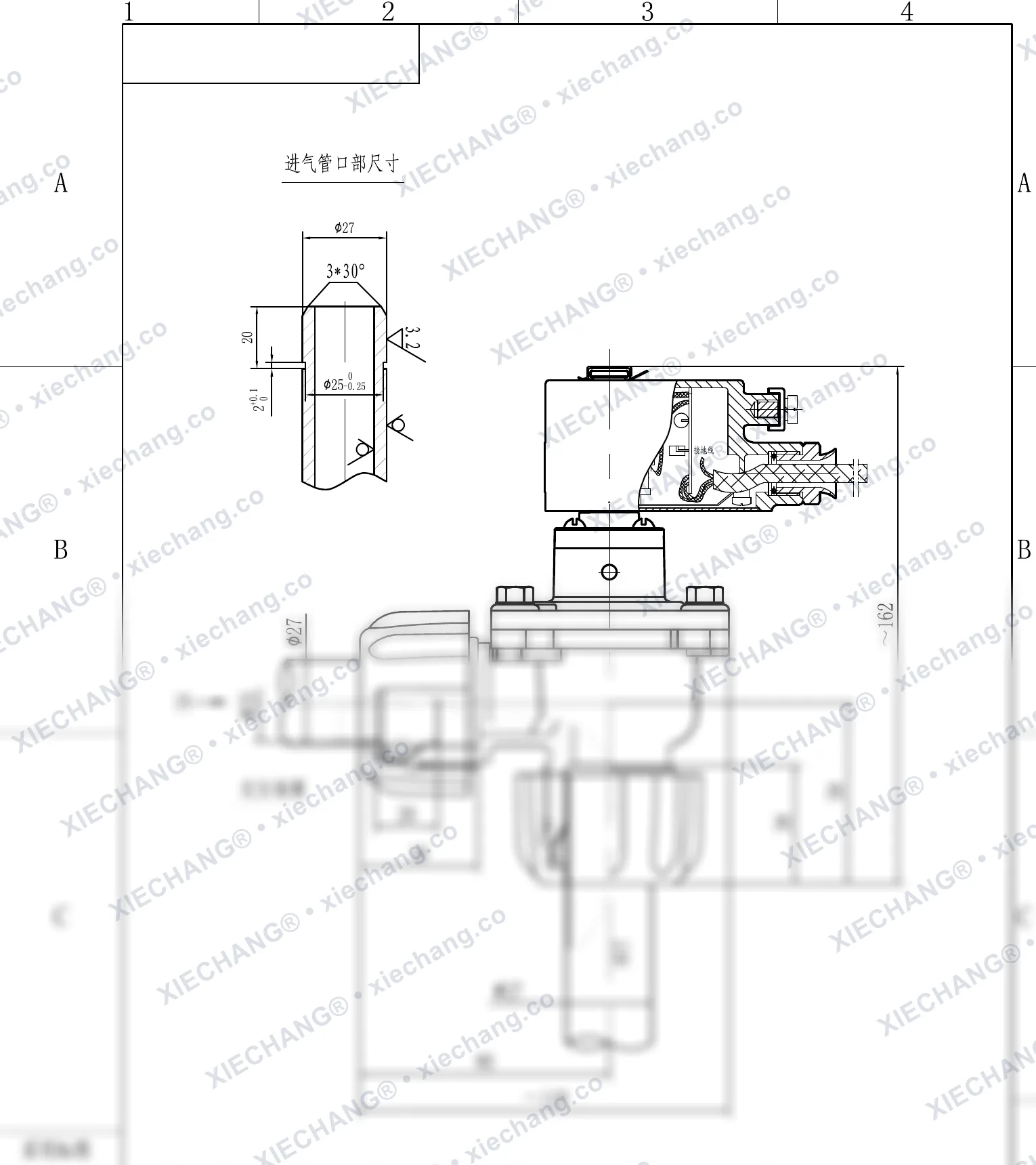 DCF-F-ZM-20 · 3/4" · угловой взрывозащищённый импульсный клапан с наружной резьбой — Монтажный чертёж