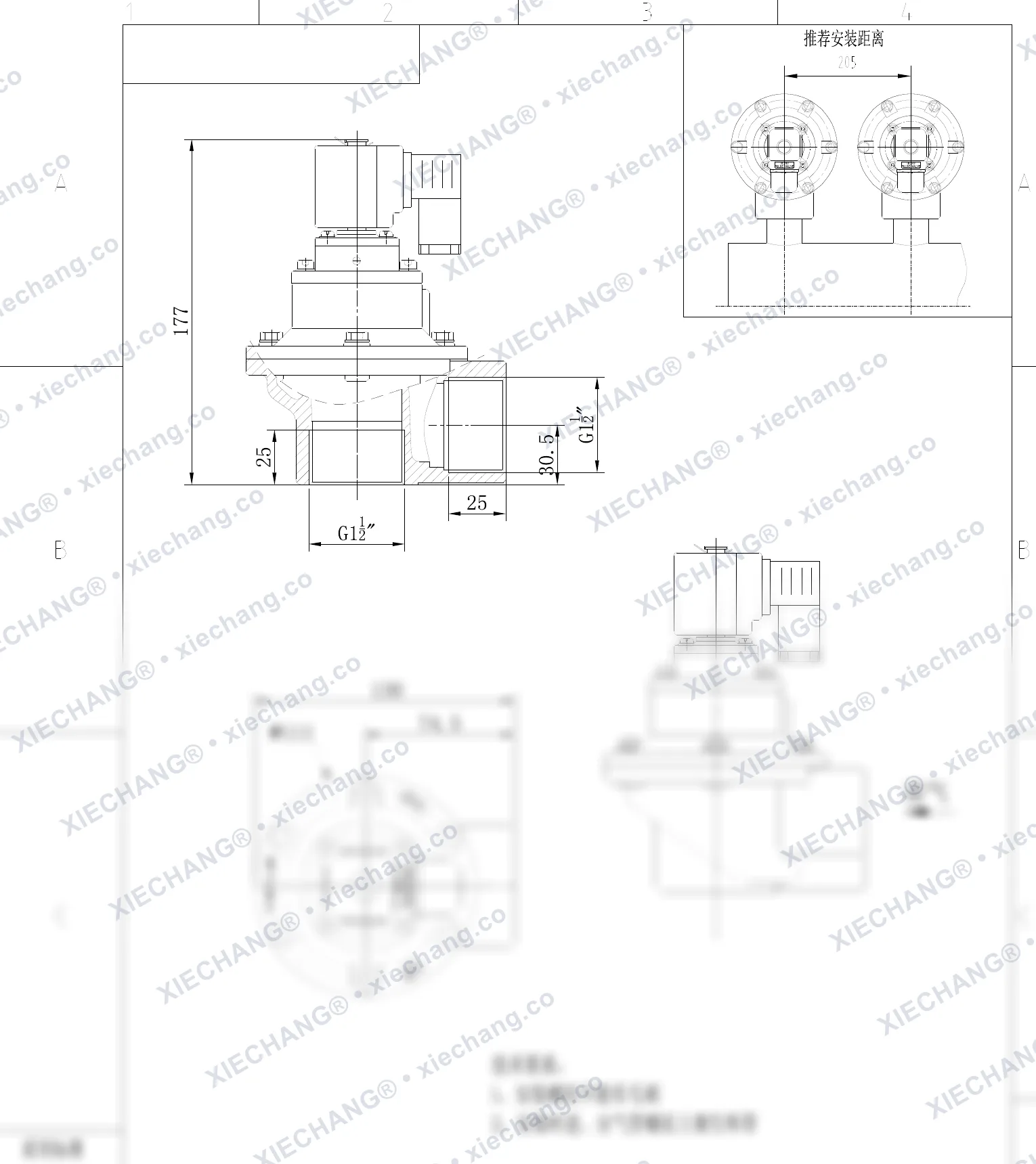 DCF-Z-40S-C · 1½" · угловой импульсный клапан — Монтажный чертёж